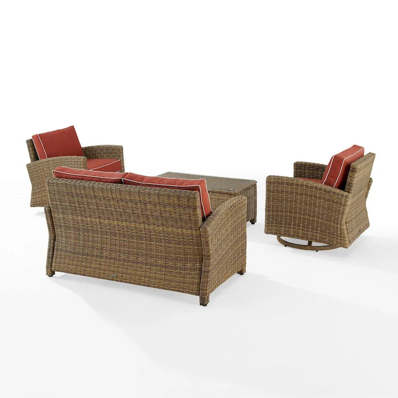 Crosley Bradenton Ensemble de conversation 4 pièces avec fauteuils pivotants à bascule