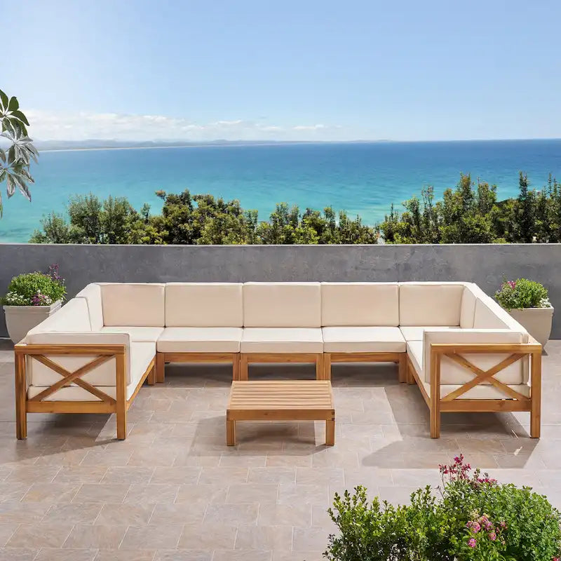 Ensemble de canapé d'angle Brava en bois d'acacia par Christopher Knight Home