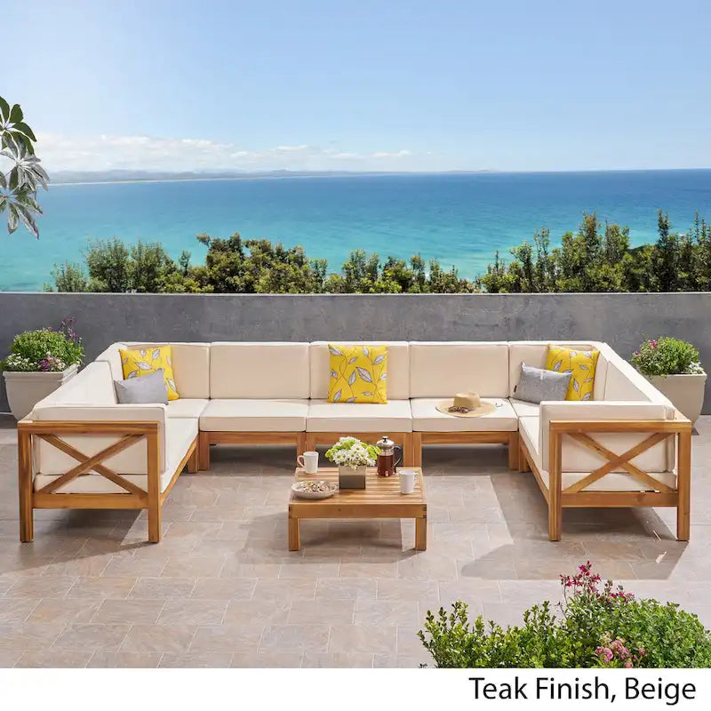 Ensemble de canapé d'angle Brava en bois d'acacia par Christopher Knight Home