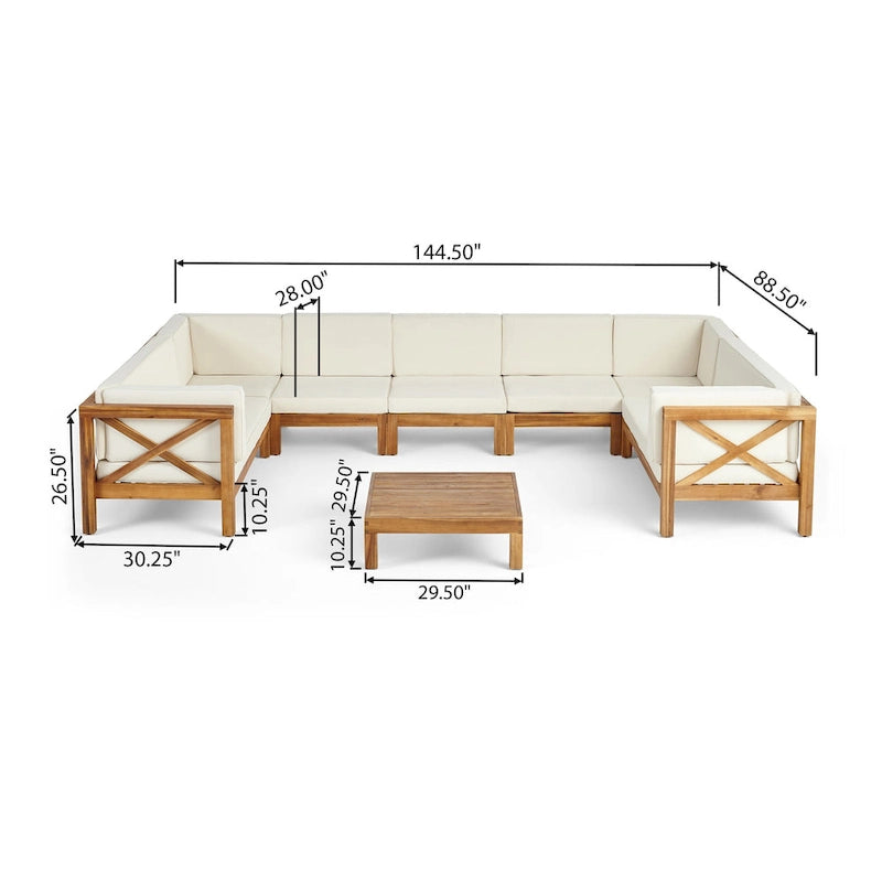 Ensemble de canapé d'angle Brava en bois d'acacia par Christopher Knight Home