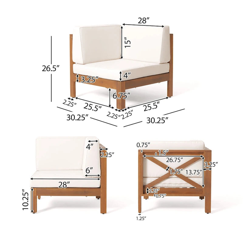 Ensemble de canapé d'angle Brava en bois d'acacia par Christopher Knight Home