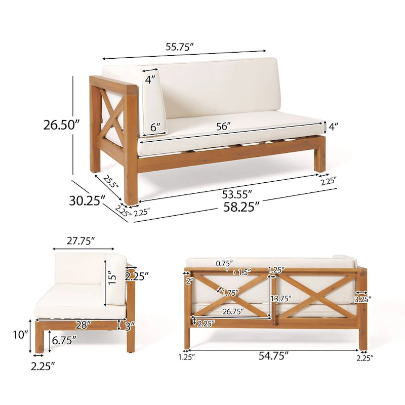 Ensemble de canapé d'angle Brava en bois d'acacia par Christopher Knight Home