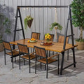 Ensemble de salle à manger Andrea 6 places en bois d'acacia et jardinière par Christopher Knight Home - S.O.