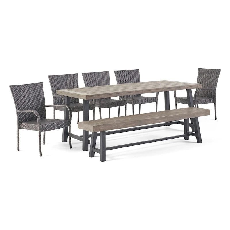 Ensemble de salle à manger rustique d'extérieur 8 places Lyons par Christopher Knight Home
