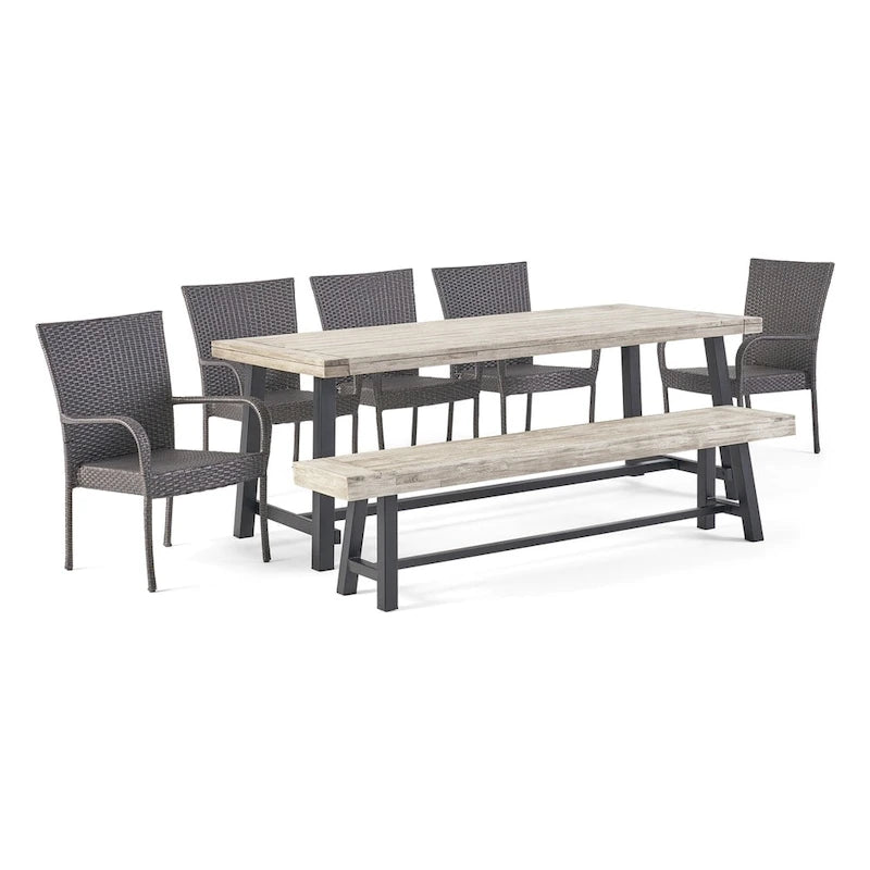 Ensemble de salle à manger rustique d'extérieur 8 places Lyons par Christopher Knight Home