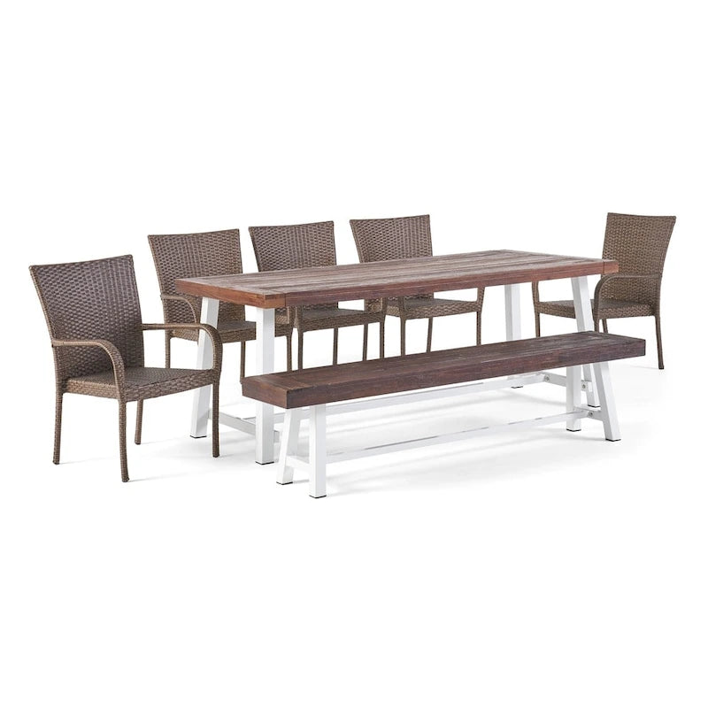 Ensemble de salle à manger rustique d'extérieur 8 places Lyons par Christopher Knight Home