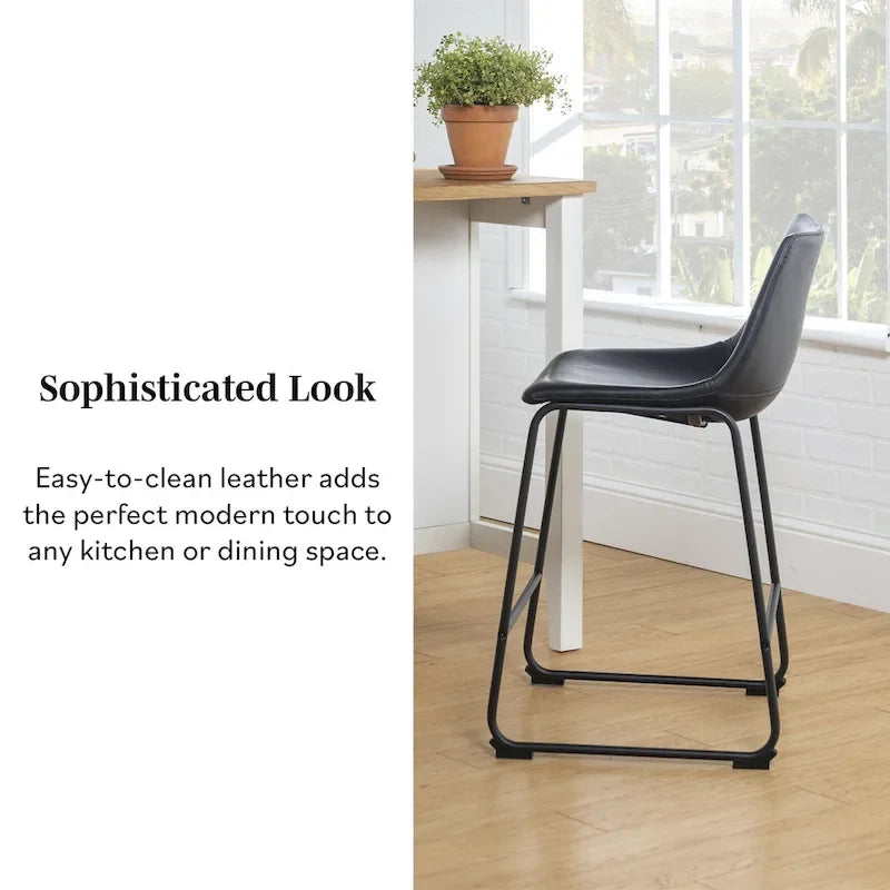 Tabouret de comptoir en similicuir de 66 cm (ensemble de 2)