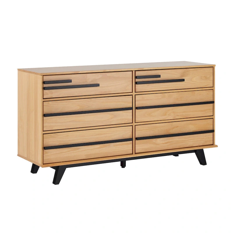 Commode contemporaine à 6 tiroirs en bois massif