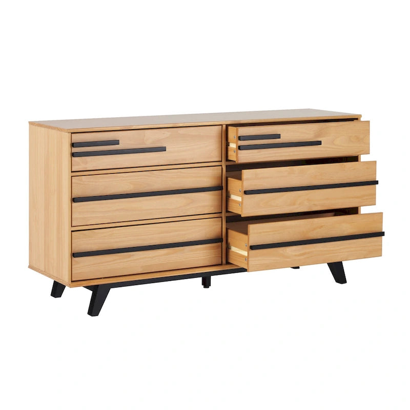 Commode contemporaine à 6 tiroirs en bois massif