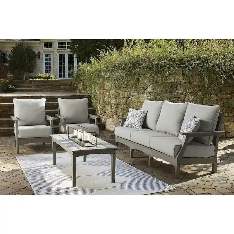 Signature Design by Ashley Visola Gray 4-Piece Outdoor Sofa Conversation Set - 80W x 33D x 37H