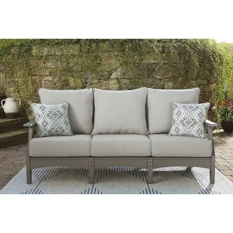 Signature Design by Ashley Visola Gray Ensemble de conversation 4 pièces avec canapé d'extérieur – 80 L x 33 P x 37 H