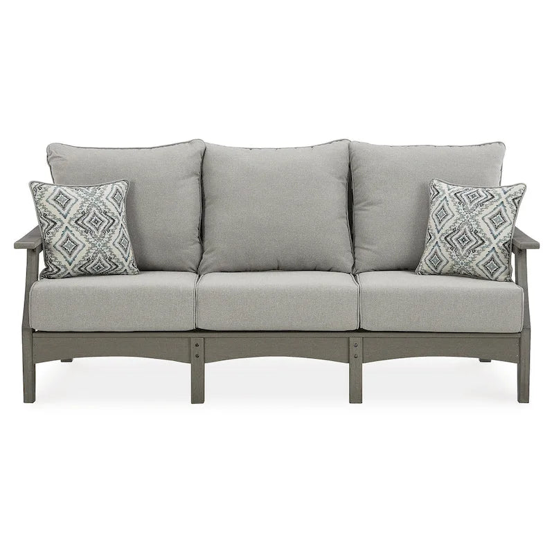 Signature Design by Ashley Visola Gray Ensemble de conversation 4 pièces avec canapé d'extérieur – 80 L x 33 P x 37 H