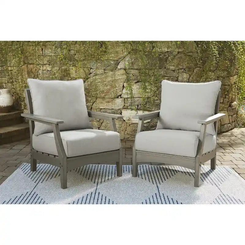 Signature Design by Ashley Visola Gray Ensemble de conversation 4 pièces avec canapé d'extérieur – 80 L x 33 P x 37 H