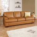 Canapé en cuir véritable au confort luxueux, garnissage en plumes d'oie, accoudoirs carrés, pieds blocs robustes