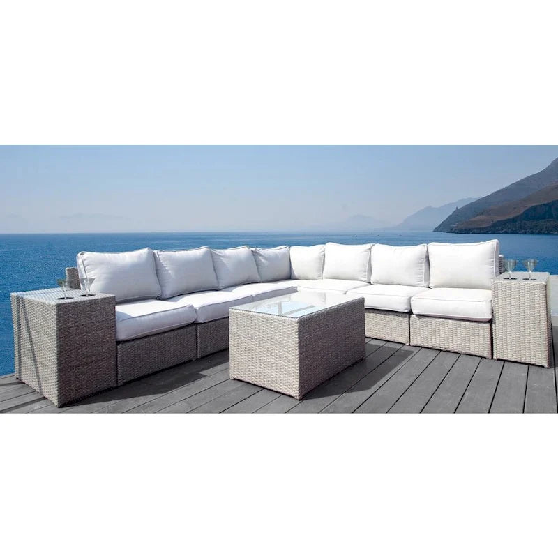 LSI Chelsea 10-piece Modular Grey Aluminum/Wicker Sectional Set