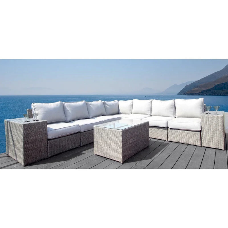 Ensemble modulaire 10 pièces en aluminium/osier gris LSI Chelsea