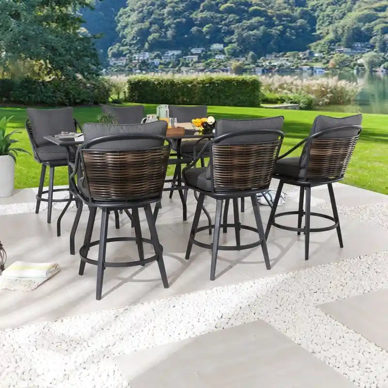 Ensemble de salle à manger Patio Festival 9 pièces hauteur bar avec chaises pivotantes