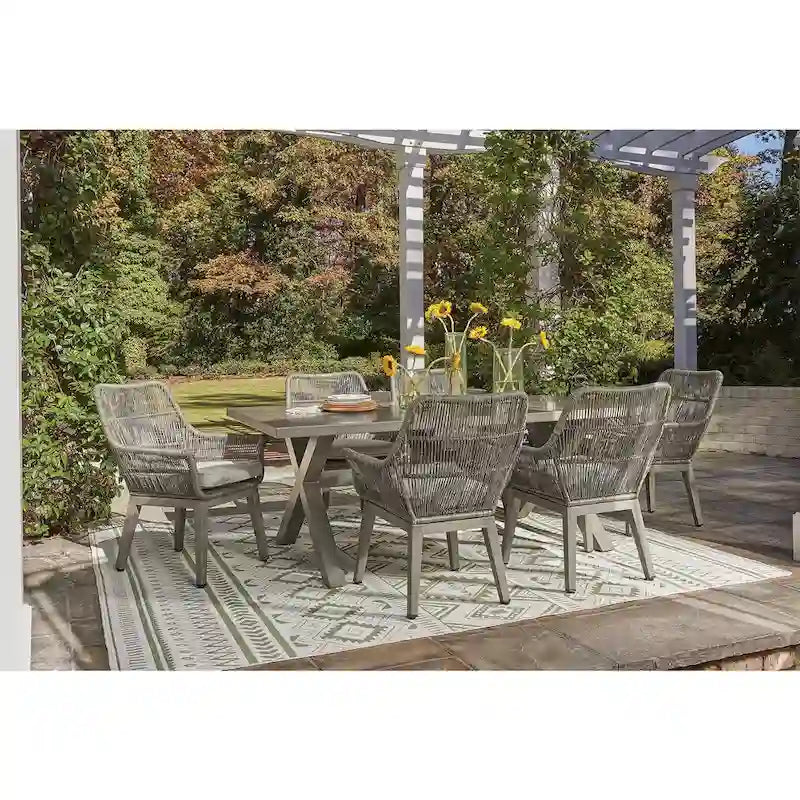 Signature Design by Ashley Beach Front Beige 7-Piece Outdoor Dining Package - 80W x 42D x 29H