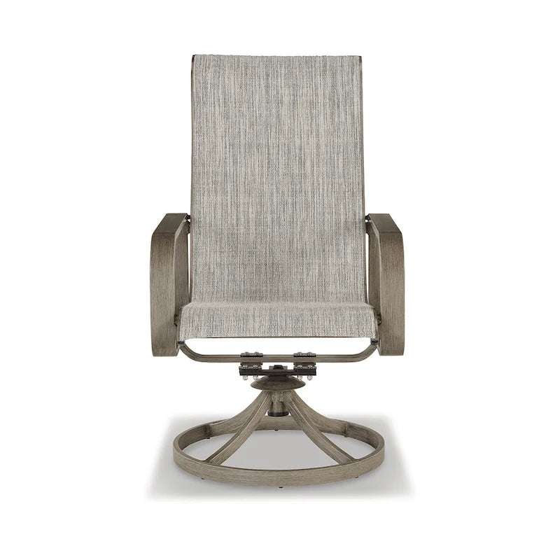 Signature Design by Ashley Ensemble de 2 fauteuils pivotants d'extérieur Beach Front marron/beige en textile (30L x 25P x 42H)