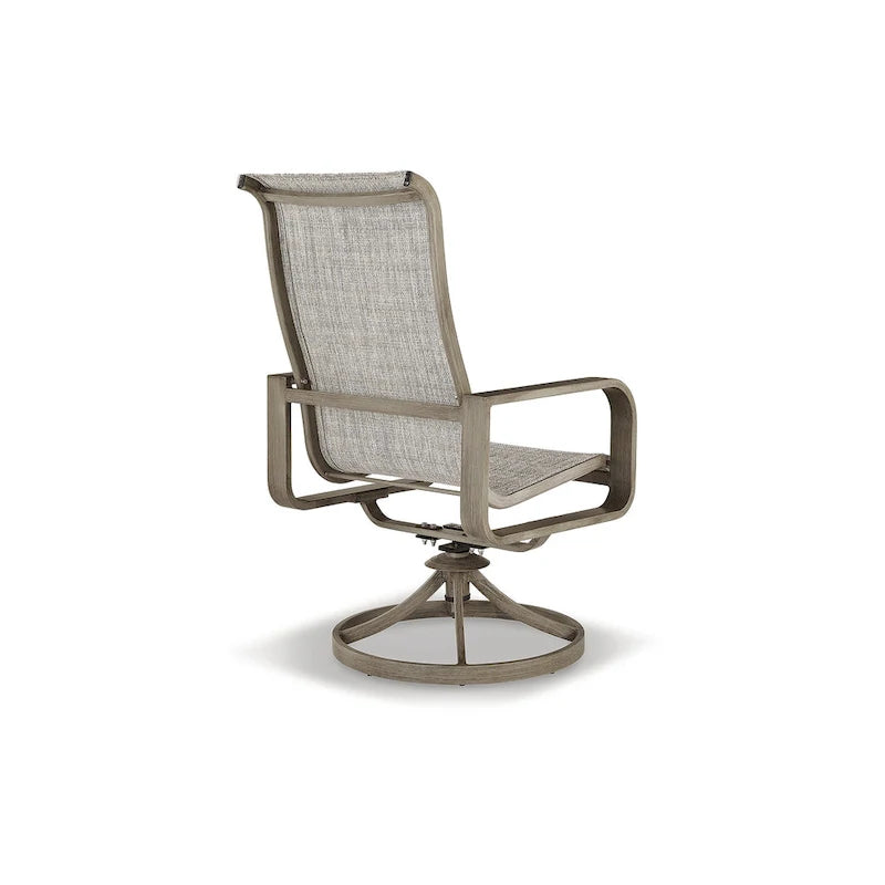Signature Design by Ashley Ensemble de 2 fauteuils pivotants d'extérieur Beach Front marron/beige en textile (30L x 25P x 42H)