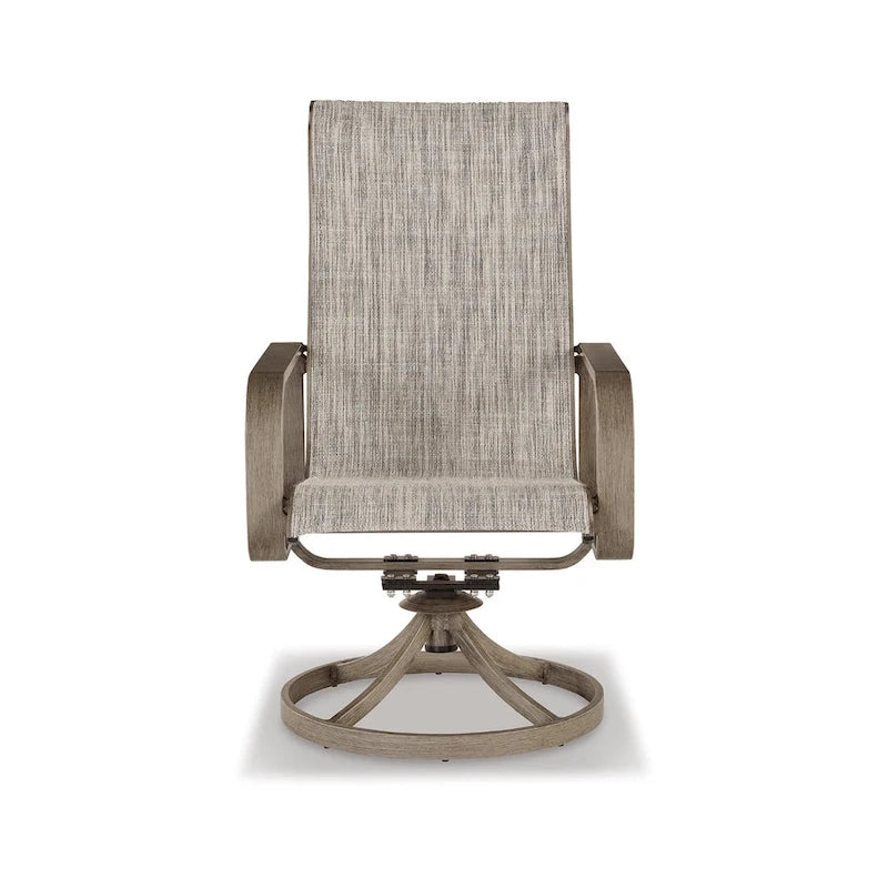 Signature Design by Ashley Ensemble de 2 fauteuils pivotants d'extérieur Beach Front marron/beige en textile (30L x 25P x 42H)
