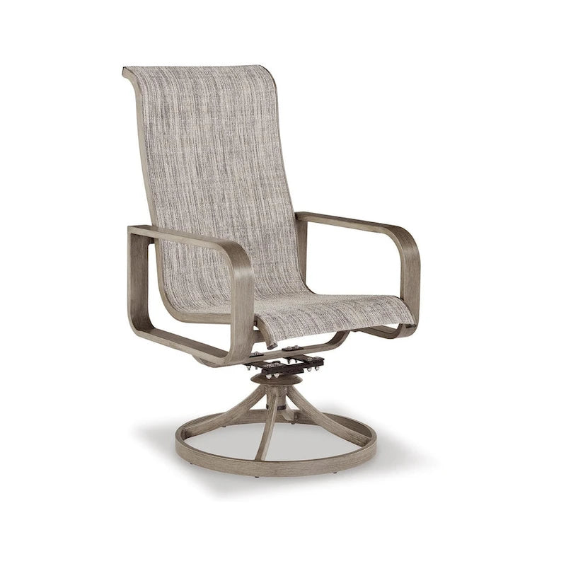Signature Design by Ashley Ensemble de 2 fauteuils pivotants d'extérieur Beach Front marron/beige en textile (30L x 25P x 42H)