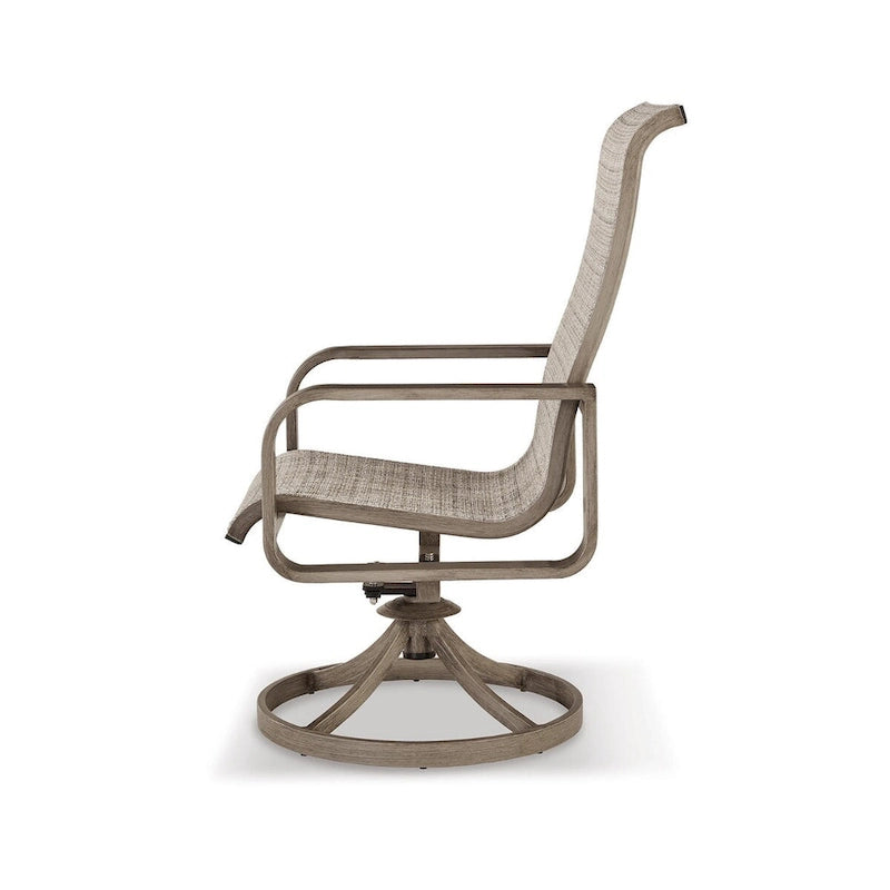 Signature Design by Ashley Ensemble de 2 fauteuils pivotants d'extérieur Beach Front marron/beige en textile (30L x 25P x 42H)