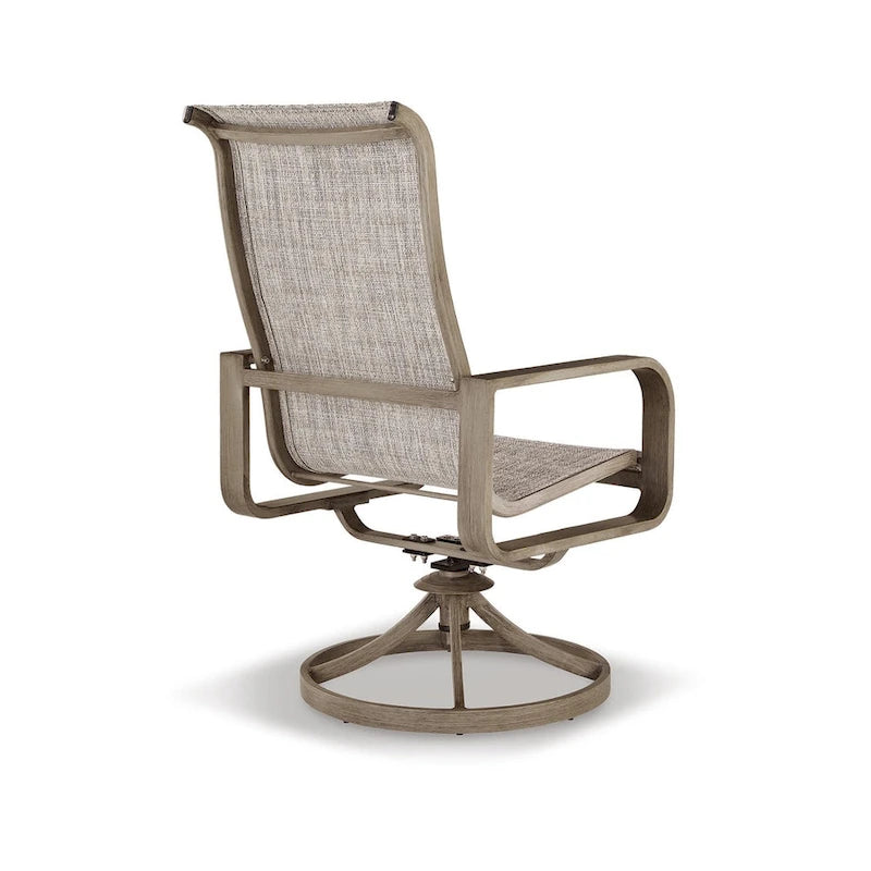 Signature Design by Ashley Ensemble de 2 fauteuils pivotants d'extérieur Beach Front marron/beige en textile (30L x 25P x 42H)