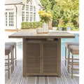 Signature Design by Ashley Walton Bridge Driftwood Outdoor Bar Table with Fire Pit - 55.75 W x 55.75 D x 39.13 H