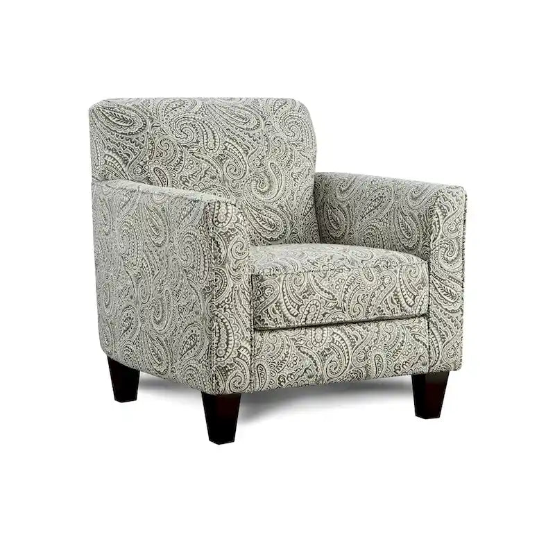 Fauteuil multicolore en chenille à motif cachemire de style transitionnel