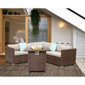 Ensemble de mobilier de patio sectionnel en osier 4 pièces COSIEST avec table de foyer en métal