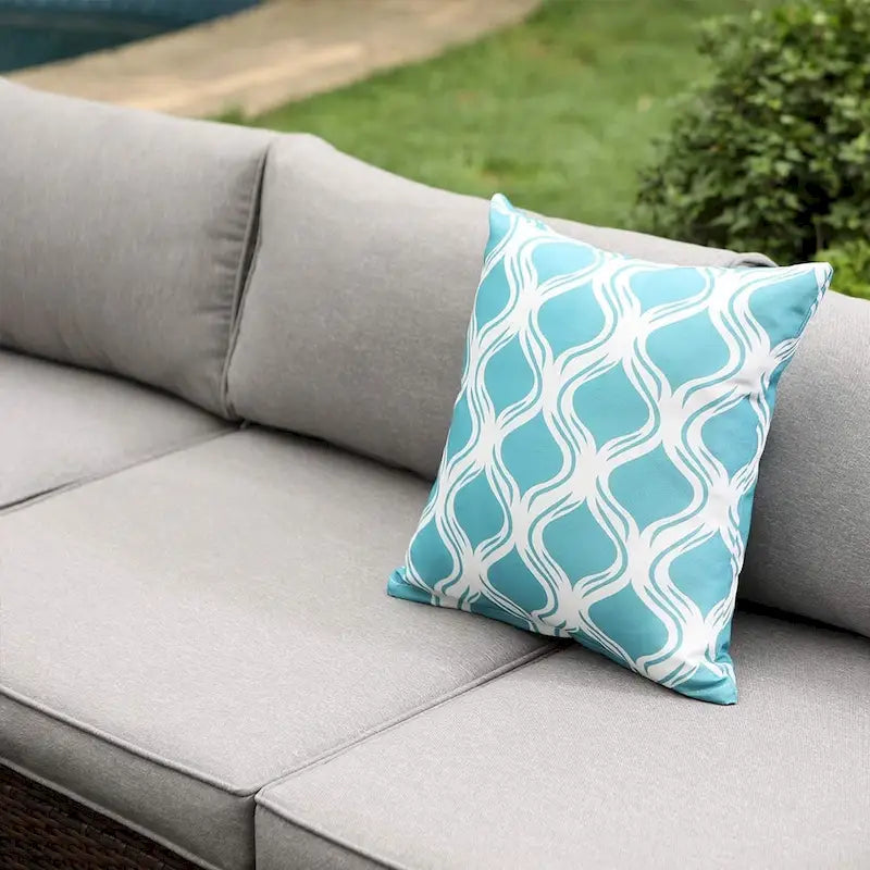 Ensemble de mobilier de patio sectionnel en osier 4 pièces COSIEST avec table de foyer en métal