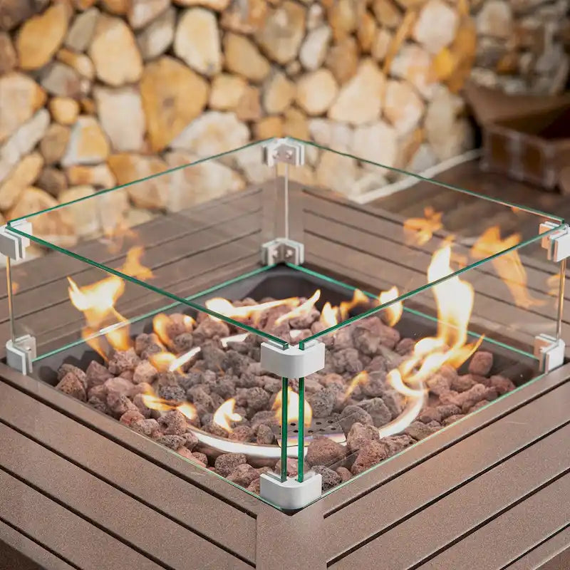 Ensemble de mobilier de patio sectionnel en osier 4 pièces COSIEST avec table de foyer en métal
