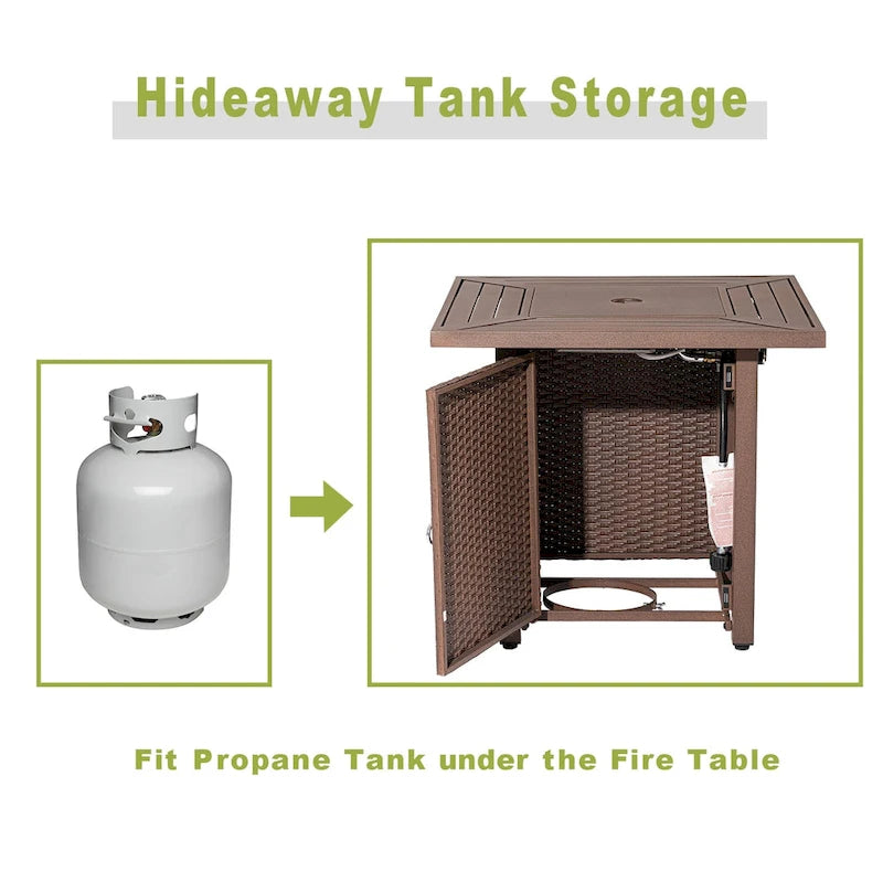 Ensemble de mobilier de patio sectionnel en osier 4 pièces COSIEST avec table de foyer en métal