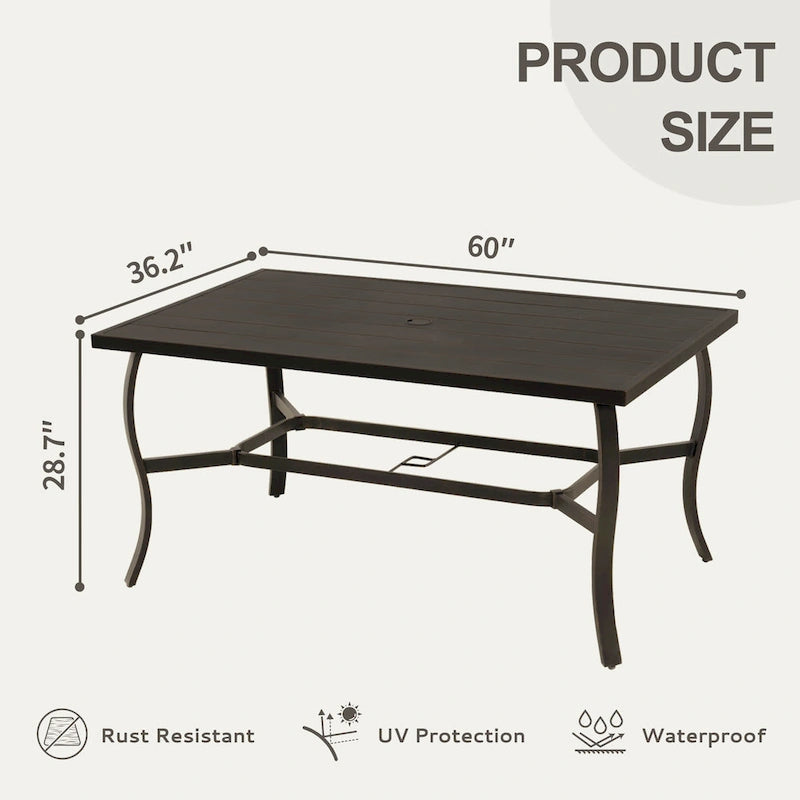 EGEIROS LIFE Ensemble de salle à manger d'extérieur 7 pièces en aluminium AluLux avec 6 chaises pivotantes et coussins lavables
