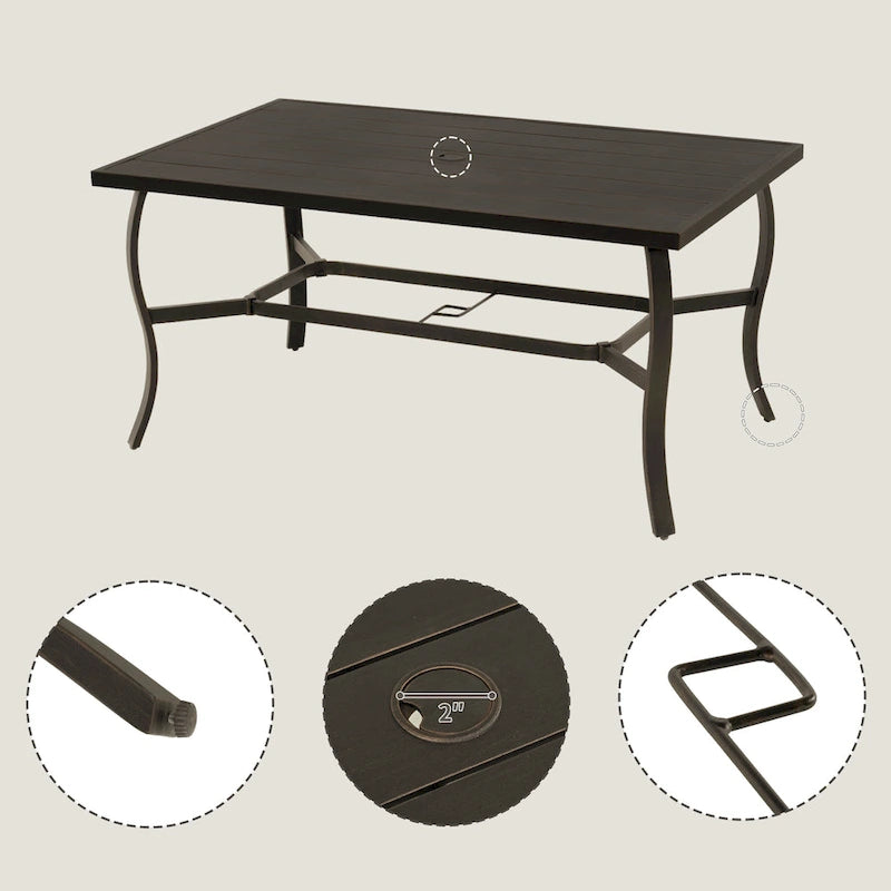 EGEIROS LIFE Ensemble de salle à manger d'extérieur 7 pièces en aluminium AluLux avec 6 chaises pivotantes et coussins lavables