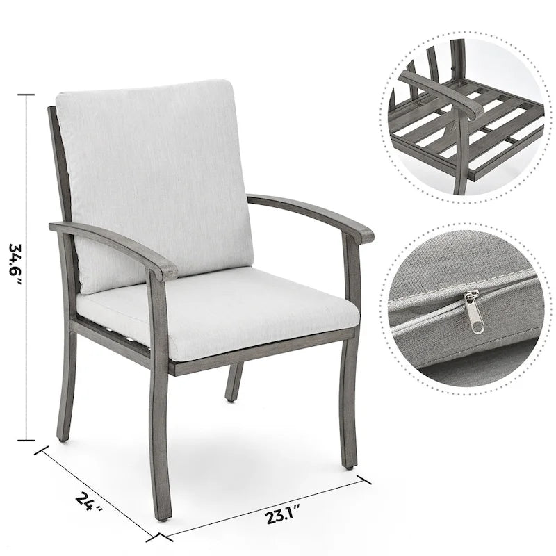 EGEIROS LIFE Ensemble de salle à manger d'extérieur 7 pièces en aluminium AluLux avec coussins lavables
