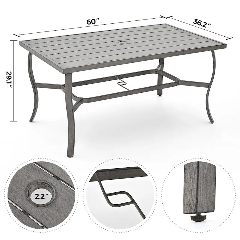 EGEIROS LIFE Ensemble de salle à manger d'extérieur 7 pièces en aluminium AluLux avec coussins lavables