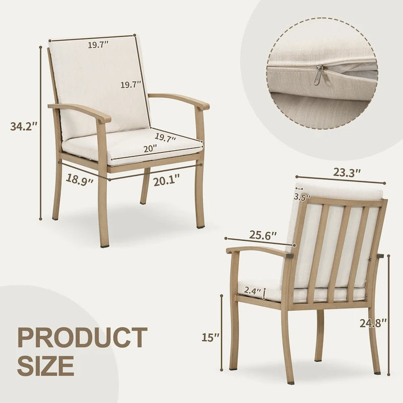 EGEIROS LIFE Ensemble de salle à manger d'extérieur 7 pièces en aluminium AluLux avec coussins lavables