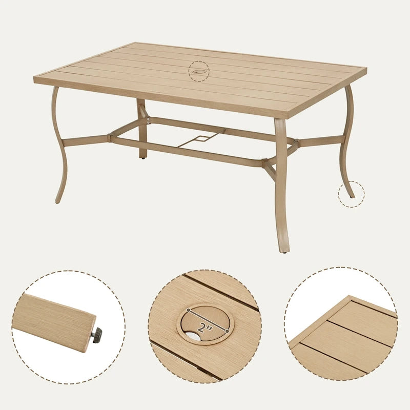 EGEIROS LIFE Ensemble de salle à manger d'extérieur 7 pièces en aluminium AluLux avec coussins lavables