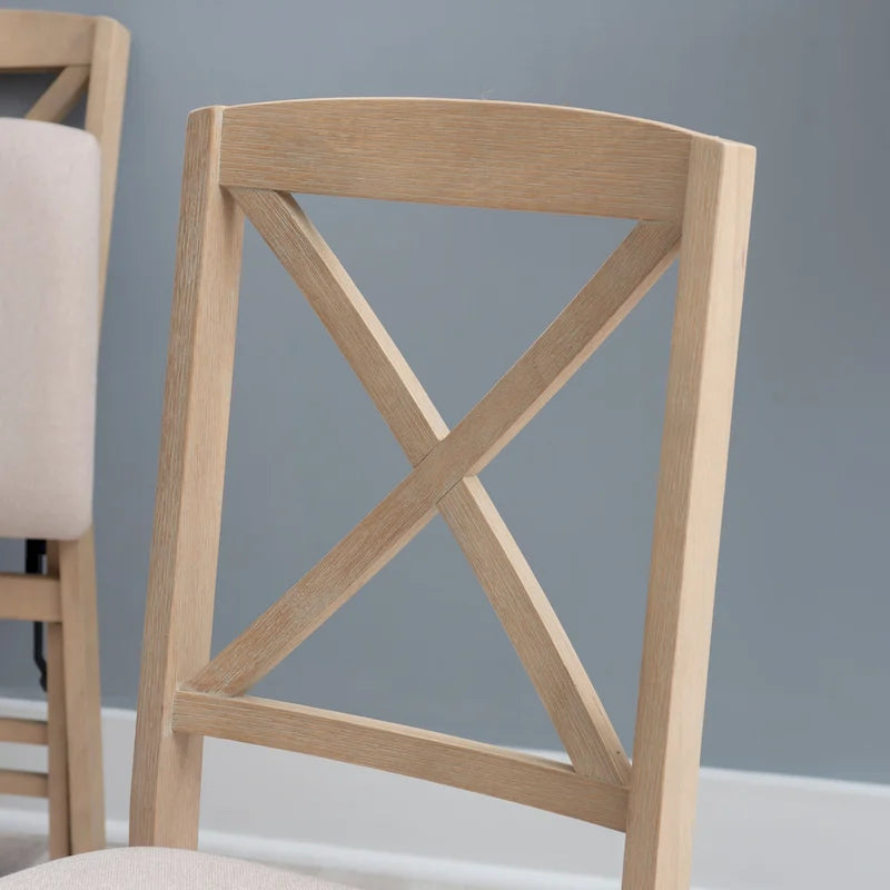 Lot de 2 chaises de salle à manger pliantes grises délavées avec dossier en X