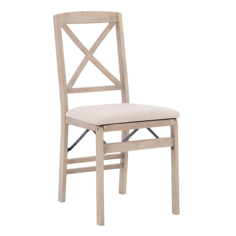 Lot de 2 chaises de salle à manger pliantes grises délavées avec dossier en X