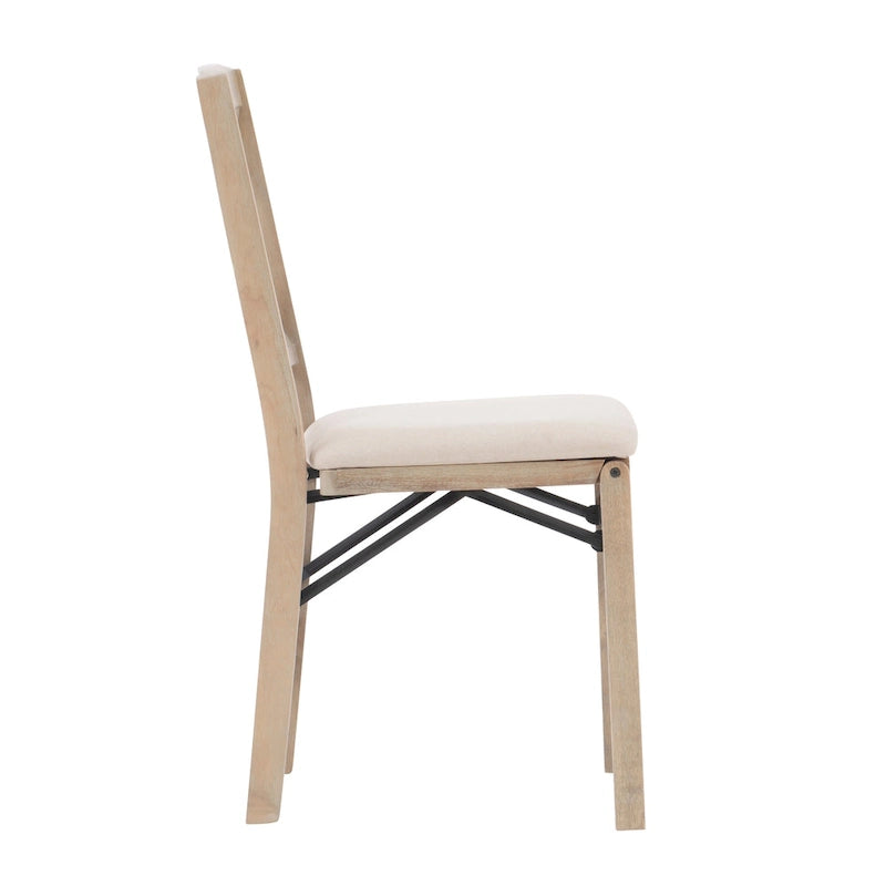 Lot de 2 chaises de salle à manger pliantes grises délavées avec dossier en X