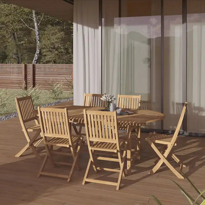 Amazonia FSC Teck Massif Danielle Ensemble Table et Chaises de Jardin 7 Pièces - 7 Pièces