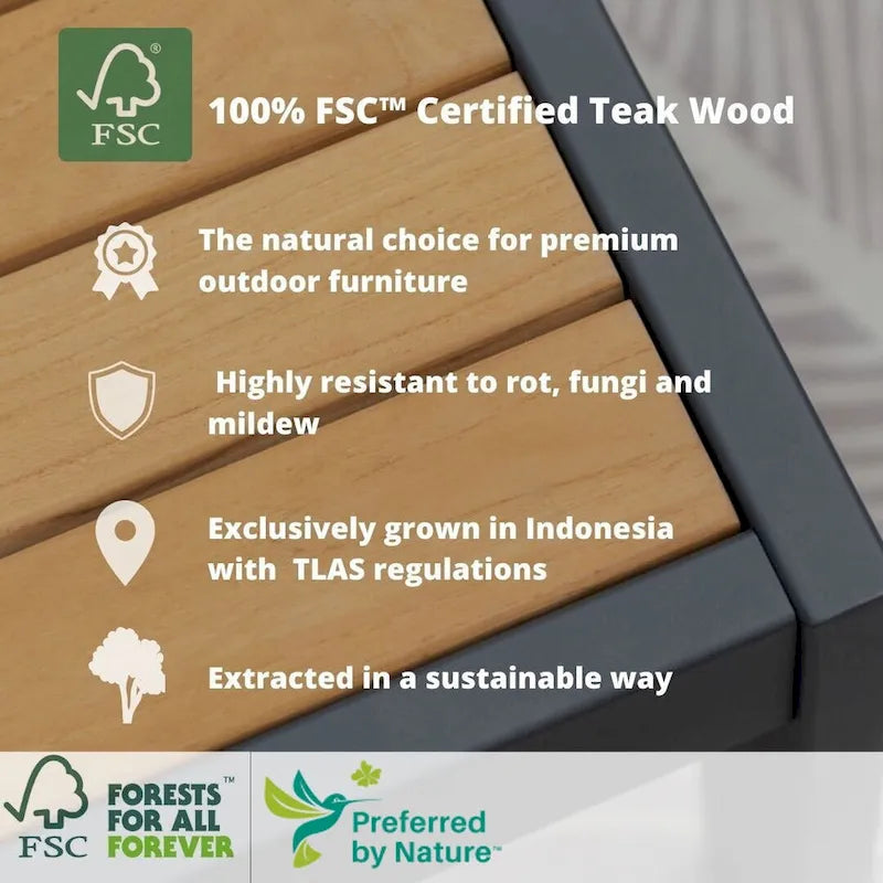 Amazonia FSC Teck Massif Danielle Ensemble Table et Chaises de Jardin 7 Pièces - 7 Pièces