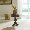 Table d'appoint ronde Paradise Valley marron selle et bleu pierre