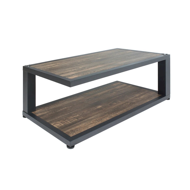 Table basse à 1 étagère noyer foncé et noir sable 47 po