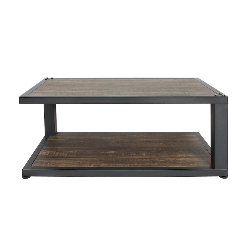 Table basse à 1 étagère noyer foncé et noir sable 47 po