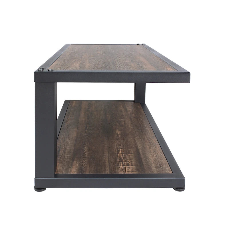 Table basse à 1 étagère noyer foncé et noir sable 47 po