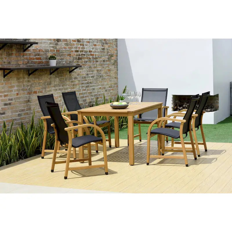 Ensemble de salle à manger d'extérieur 7 pièces en bois LifestyleGarden (Finition Teck) - 7 pièces